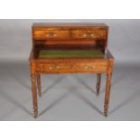 A WILLIAM IV WALNUT WRITING DESK, the superstructure with two drawers above an open compartment,
