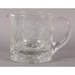 AN ELIZABETH II CORONATION COMMEMORATIVE CUT GLASS WATER JUG etched with crowned cypher and 1953
