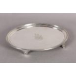 A GEORGE III SILVER SALVER, London 1802, WM Bennett, of oval outline with reeded rim, engraved to