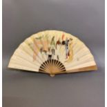 Hotel de Paris-Monte-Carlo, dated 1912, a printed advertising fan signed L. Vallet, designed with