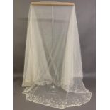Antique Lace: A large oval 1920’s wedding veil with embroidered net borders, probably Limerick,