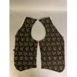 Gentleman’s foreparts for a 19th century waistcoat, raspberry flowers with leaves in Berlin