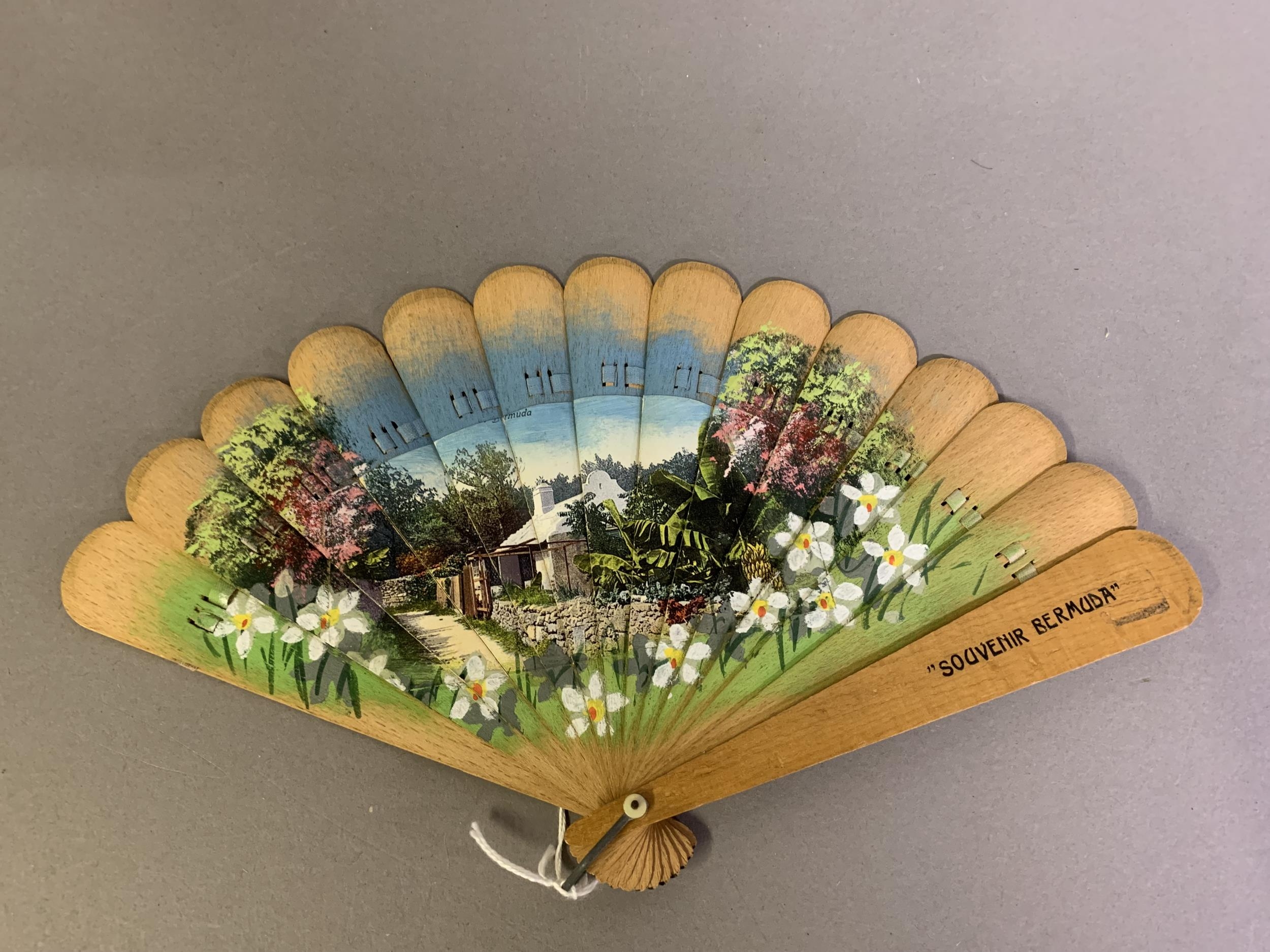 Across the Continents: a selection of fans from different counties, to include a small wood brisé - Image 4 of 5