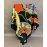Three scarves with fan designs, consisting of one by Lanvin, Paris, Made in Italy, 100% silk, with