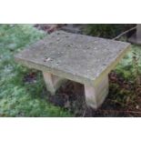 A small cast bench, rectangular top, 64cm x 46cm x 38cm