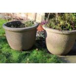 A pair of large garden pots, 52cm by 40cm high
