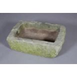 A small rectangular stone trough, rectangular, 72cm wide x 45cm deep x 28cm high