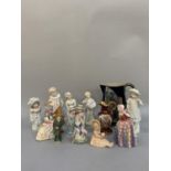 Various late 19th century Continental figures of children, single book end figures and a large