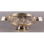 AN ART DECO SILVER AND IVORY HANDLED BOWL by Connell, 83 Cheapside, pattern no. 1213, planished,