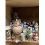 A quantity of Asian ceramics to include Chinese blue and white long necked vase, large Japanese