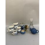 A set of four Yuan blue and whit jugs of graduated size, a Chinese blue and white ginger jar, a blue