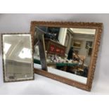 1930's gilt and blue framed strut mirror, rectangular with bevelled glass 53cm x 33cm, together with