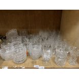 A quantity of glassware to include dessert bowls, jug and glasses, wines, sherries etc