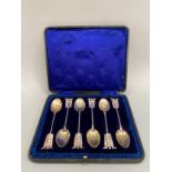 A set of six Victorian silver tea spoon each with an Angel of Peace terminal, hallmarked