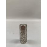 A Victorian silver clad scent bottle by Simpson Mordan and Co, all over foliate engraved, hinged top