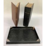 Leather bound bible signed to inside leaf H and E Noble, 21st August 1883 together with ebony tray