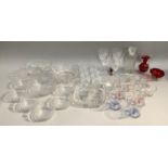 A quantity of moulded glass to include six tumblers, five wines, dessert bowls etc