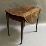 Early 19th century mahogany and rosewood crossbanded occasional Pembroke table with oval drop leaves