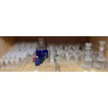Suite of glassware to include nine wines, nine goblets etc together with pair of blue beakers, two