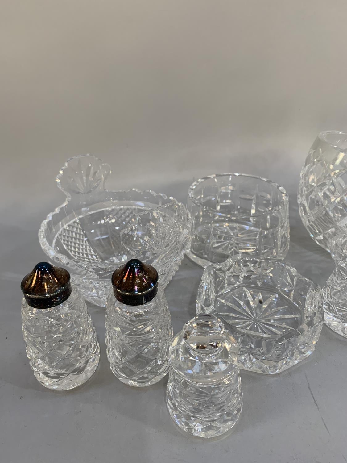 A collection of Waterford crystal including salt, pepper, vinegar and mustard, ashtray, preserve pot - Image 2 of 3