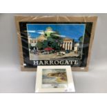 A reproduction colour LNER railway poster of Harrogate, 49cm by 70cm and a reproduction railway