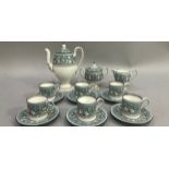 A Wedgwood Florentine coffee service comprising coffee pot, lidded two-handled sugar, cream jug, six