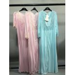Sleepwear by David Neiper, all unworn: a pink cotton nightgown with V neck and lace detail; together