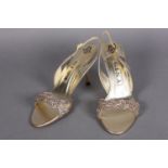 Gina: a boxed pair of gold and diamanté slingbacks in size 38, model “Naomi”, original price £355