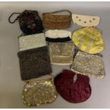 Eleven evening bags from 1900 to 1920, two made in Czechoslovakia, one made in England, varying