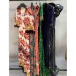 1970’s floral maxi dresses: to include a Berketex model, size 12, elbow-length sleeves, large floral