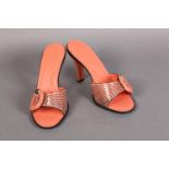 Tods: a boxed pair of peach/snake shoes, model “Intuition, plus dust bag