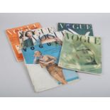 6 copies of VOGUE magazine 1940's - 50's: one copy each of August 1948: July 1953; August 1954; July