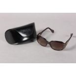 Eyewear: Fendi, in shaped case, brown with elaborate diamanté to arms and Fendi logo, marked as