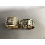 Quantity of silver and plate comprising, two George V napkin rings 0.5 ozt, fruit basket with