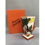 Wedgwood Bizarre after Clarice Cliff vase of 'Red Roofs' pattern 19cm, in original box