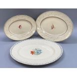 A Susie Cooper cactus pattern meat plate within a blue dash border, together with a pair of