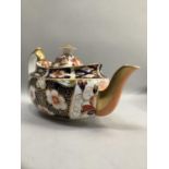 Royal Crown Derby 'Traditional Imari' teapot, with gilt and peach spout bearing mark to base no.2451