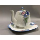 Shelley 'Blue Daisy' pattern tea service comprising eleven cups (one at fault), twelve saucers,