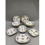 A 19th century Coalport dessert service comprising two square dishes, two oval dishes, fourteen