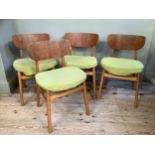 Four 1960's dining chairs with green covers