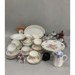 Tea ware, clock, chrome tea service, Buddha, elephant figures etc