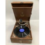 The Gramophone vintage portable record player in crocodile effect case