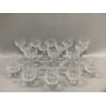 A part suite of crystal table glass comprising twelve hocks and five brandies