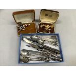 Six early 20th century silver spoons with pierced cast stems showing a Bishop's Mitre and cross keys