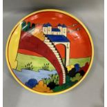 Dean Sherwin plaque, 'Millenium Fantasy' in the style of Clarice Cliff no. 5 of 10, signed, 36cm