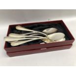 Six silver plated fruit spoons with Continental marks