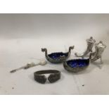 A Scandinavian silver four piece condiment set by Theodor Olsens Eftf of Bergen consisting of two