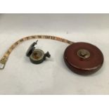 John Rabone & Sons, Birmingham England brass and leather cased tape measure together with a W.Ottway