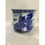 An early 20th century Cauldon blue and white octagonal jardinière printed with a design of