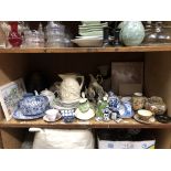 Quantity of ceramics comprising Mason's jug depicting,blue and white octagonal bowl and plate, cup